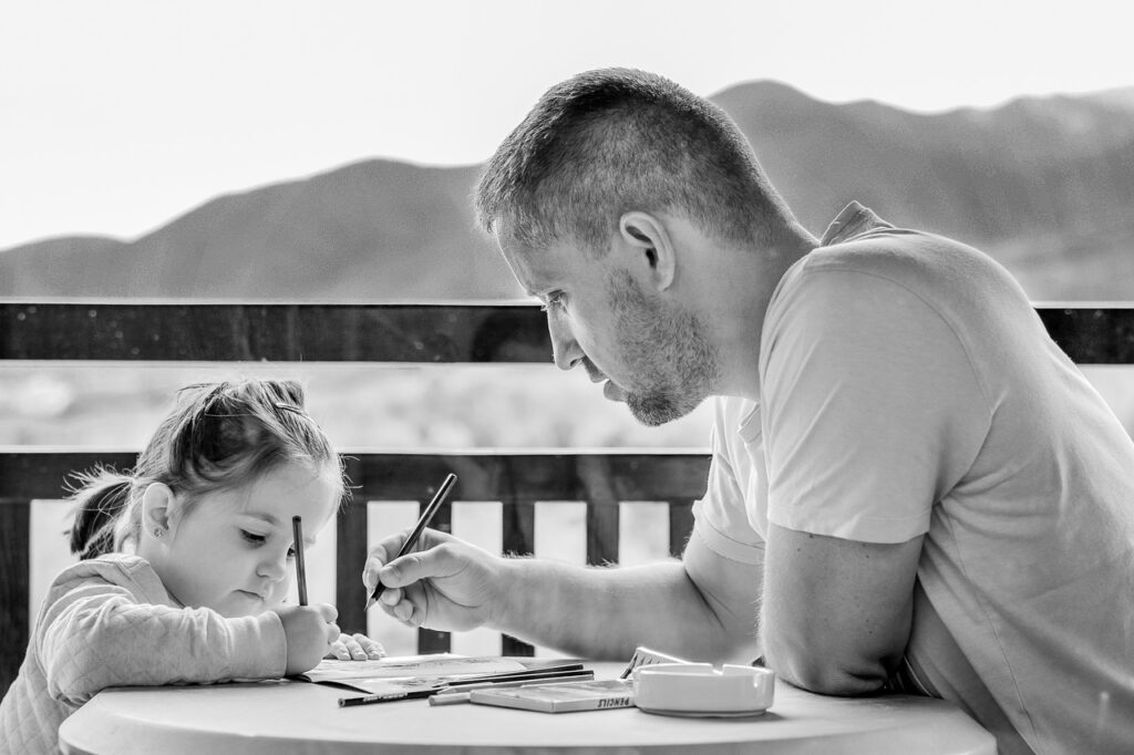 girl, father, portrait