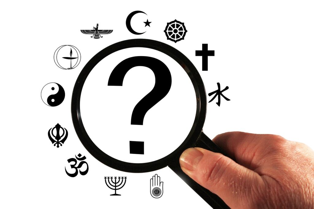 religion, question mark, analysis