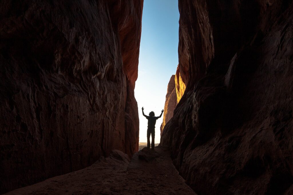 canyon, gorge, silhouette